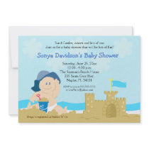 Beach Baby Sand Castle Boy Baby Shower 5x7 Custom Invites