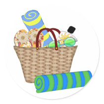Beach Bag, Towels and Flip Flops Stickers