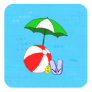Beach Ball Pool Umbrella Blue Waves Stickers