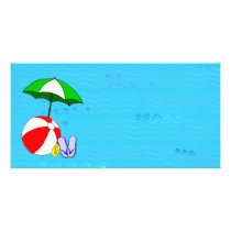 Beach Ball Pool Umbrella Template Photo Greeting Card
