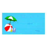 Beach Ball Pool Umbrella Template photo cards
