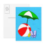 Beach Ball Pool Umbrella Template Postcard