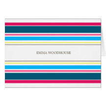 Beach Blue & Pink Candy Stripes Personal Note Card