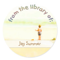 Beach Boy Library Plate Round Sticker