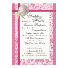 Beach Bridal Shower Pink Invitation