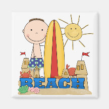 BEACH Brunette Boy Tshirts and Gifts Fridge Magnet
