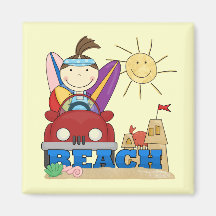 BEACH Brunette Girl T-shirts and Gifts Magnet