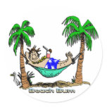 Beach Bum Round Stickers