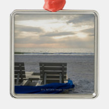 Beach chairs on St. Pete's beach at sunset. Christmas Tree Ornaments