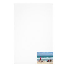 beach chairs surfboards umbrellas sand ocean sm custom stationery