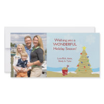 BEACH Christmas Tree Sand Castle Vacation 8x4 Photo Card