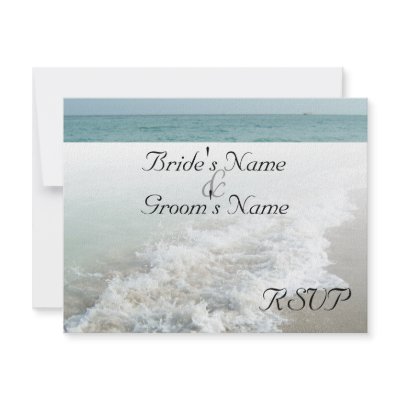 Beach Destination Wedding Matching RSVP White Wave Invite by CustomInvites