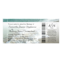 Beach Destination Wedding Ticket Invitation