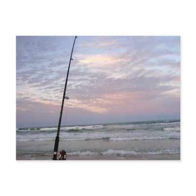 Beach Fishing at Sunset Postcards by EDEA61