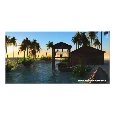 Beach Fishing Hut Sunset Photo Card by CRLDesigns_net
