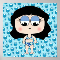 beach girl with Black hair Poster
