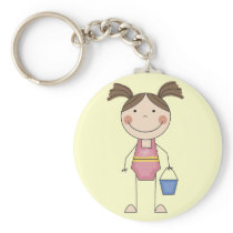 Beach Girl with Bucket Tshirts and Gifts Key Chain