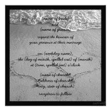 beach hearts bw i Invitation