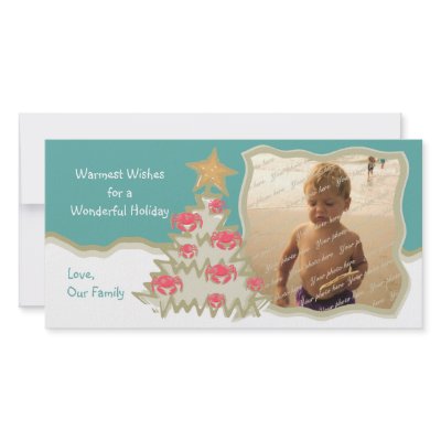 Beach Holiday Christmas Tree Picture Card by happygotimes