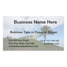 Beach House on Hill with sky and palm tree Business Card