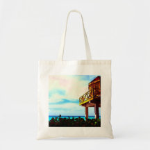 Beach House with Ocean View Canvas Bags