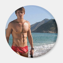 Beach Hunk Refrigerator Magnet