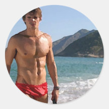 Beach Hunk Stickers