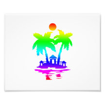beach island houses rainbow invert.png art photo