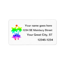 beach island houses rainbow invert.png personalized address labels