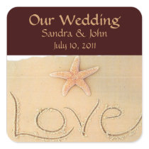 Beach Love Custom Wedding Stickers