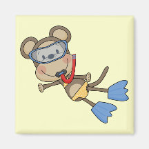 Beach Monkey Snorkelling Tshirts and Gifts Fridge Magnet