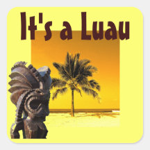 Beach Palm Tree Luau Square Stickers
