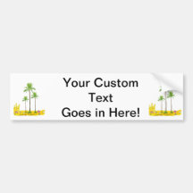 Beach palms sand castle shell bumper sticker