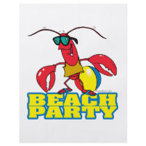 beach party cute lobster cartoon character flyer