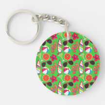 Beach Party Flip Flops Sunglasses Beach Ball Green Acrylic Keychain