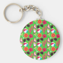 Beach Party Flip Flops Sunglasses Beach Ball Green Key Chains