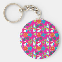 Beach Party Flip Flops Sunglasses Beach Ball Pink Key Chains