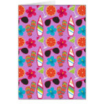 Beach Party Flip Flops Sunglasses Beachball Purple Card