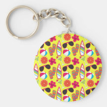 Beach Party Flip Flops Sunglasses BeachBall Yellow Key Chains