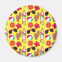 Beach Party Flip Flops Sunglasses BeachBall Yellow Magnet