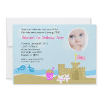 Beach Party Sand Castle 5x7 PHOTO Invitation