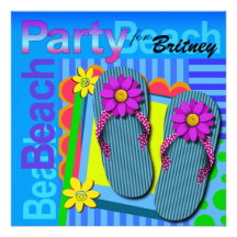 Beach Party - Summer Fun Flip Flops Custom Invite