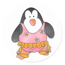 Beach Penguin Stickers