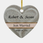 Beach Sand Heart Shaped Wedding Favour Christmas Tree Ornaments
