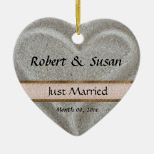 Beach Sand Heart Shaped Wedding Favour Christmas Tree Ornaments