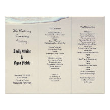 Beach Sand Tri-Fold Wedding Program Template Customized Letterhead