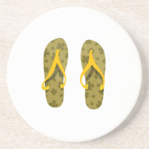 beach sandals olive yellow pattern.png beverage coaster