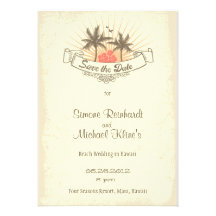 Beach Save the Date Island Palm Trees Invitations