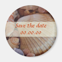 Beach Save the Date Sea Shell Design Refrigerator Magnet