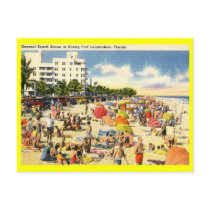 Beach Scene, Fort Lauderdale, Florida Vintage Postcards